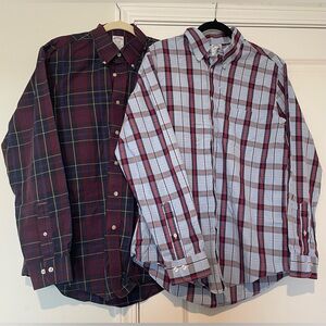 Brooks Brothers Regent Shirt Lot of 2 Plaid Striped Button Down Long Sleeve L